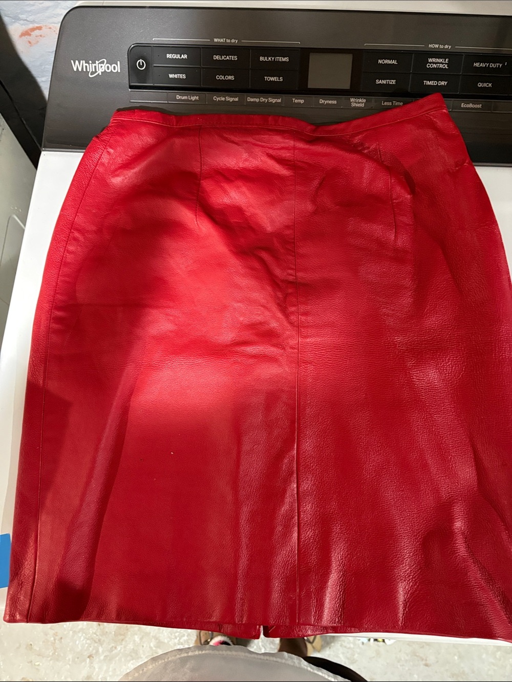 Red genuine Leather Pencil Skirt - Women